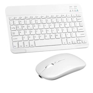 Kit One-X JP-0801 com teclado wireless de perfil slim e mouse óptico compacto, ambos na cor preta. O teclado apresenta teclas baixas e layout reduzido, com indicadores luminosos no canto superior. O mouse tem formato tradicional e receptor USB minúsculo aparece ao lado — ideal para uso com laptops, celulares ou tablets.